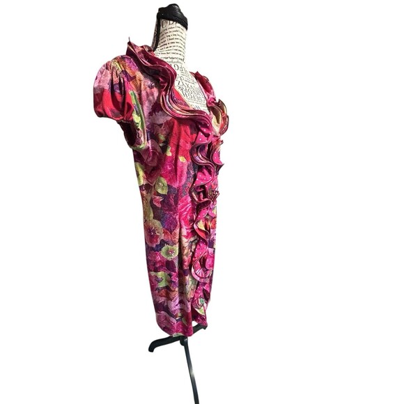 Argenti Women’s Dress Multicolor Floral Ruffle Sz 14 Whimsical Fairy Cottagecore - Picture 2 of 9
